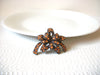 Vintage Apricot Rhinestones Floral Ribbon Brooch Pin 81120