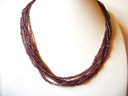 Vintage Plum Glass Necklace 81120