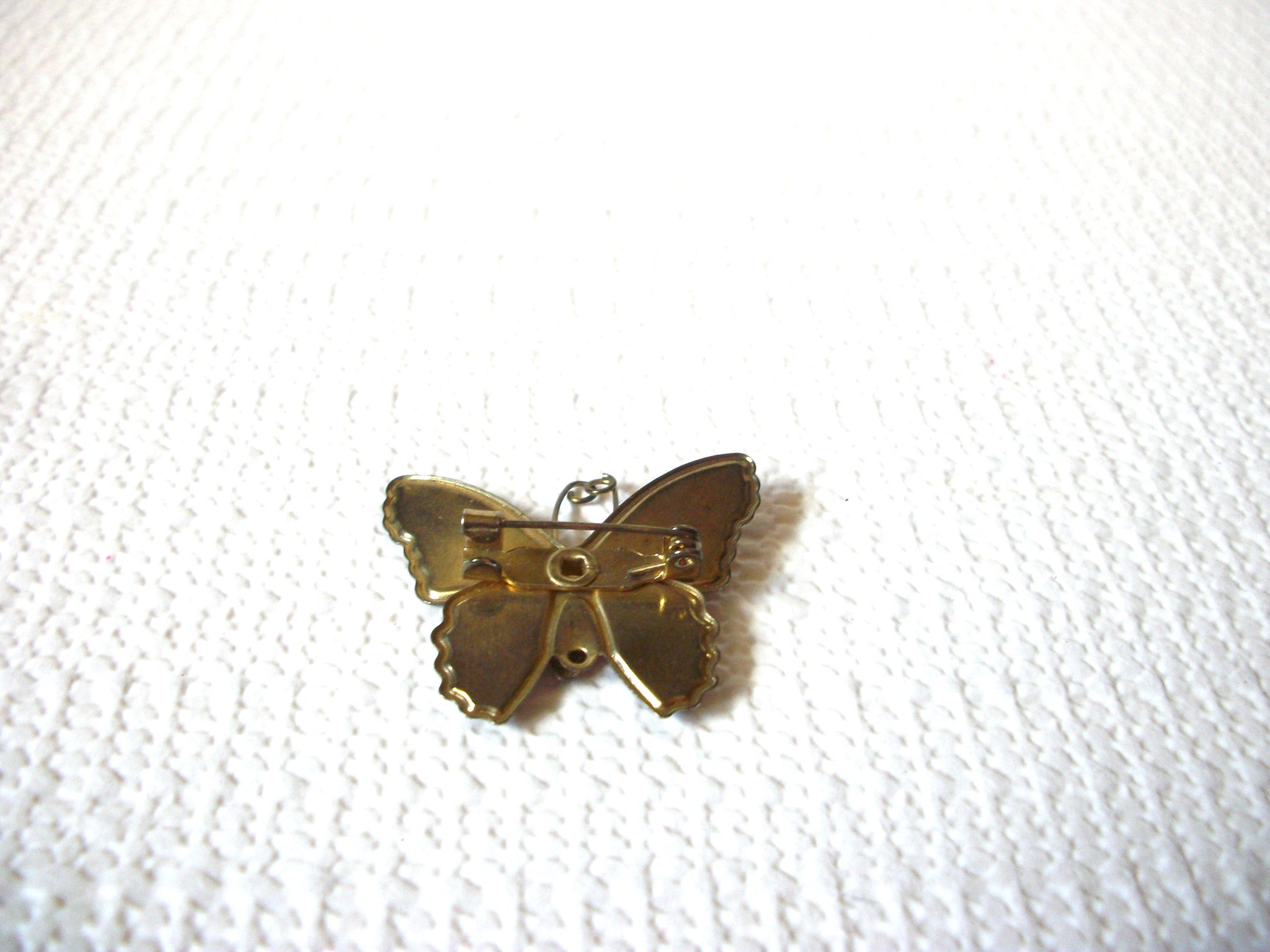 Vintage 1950s Enameled Brass Butterfly Brooch Pin 81120