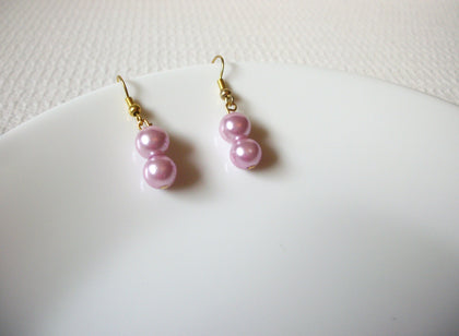 Retro Pastel Pink Glass Pearl Earrings 81220