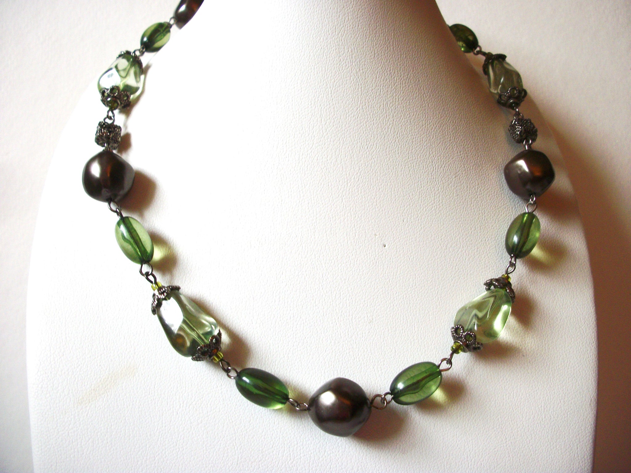 Retro Green Glass Beads Necklace 81220