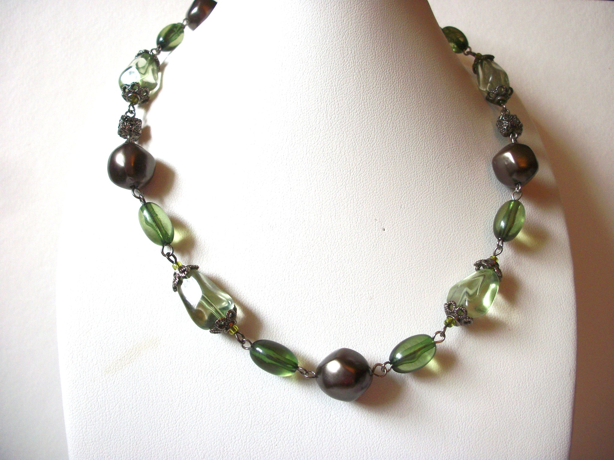 Retro Green Glass Beads Necklace 81220