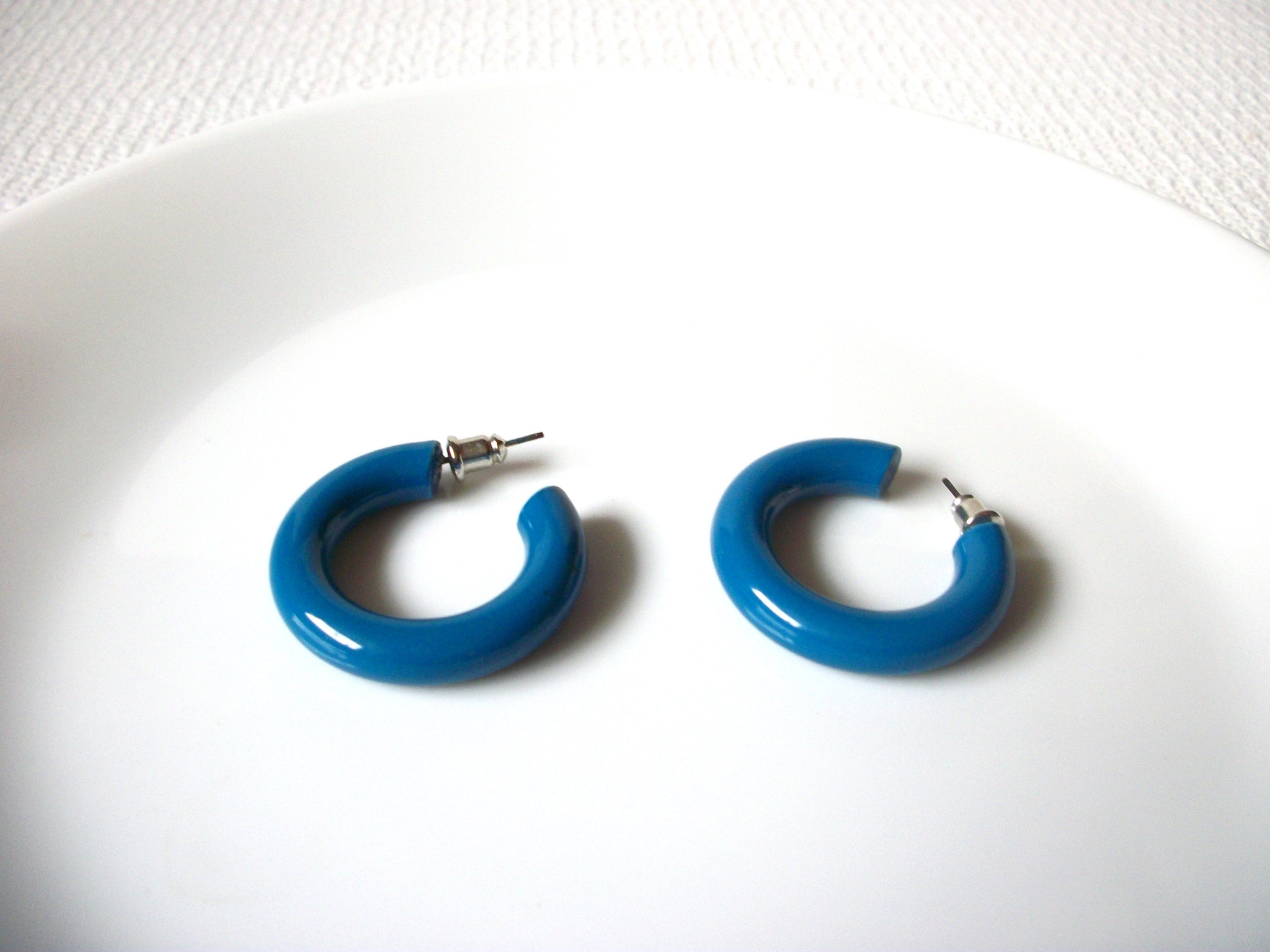 Retro Teal Blue Hoop Earrings 81220