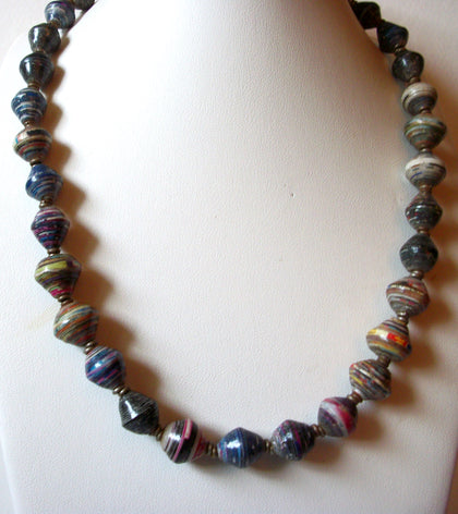 Vintage African Paper Beads Necklace 81220