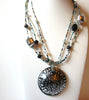Retro Focal Glass Pendant Necklace 81220