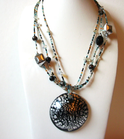 Retro Focal Glass Pendant Necklace 81220