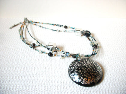 Retro Focal Glass Pendant Necklace 81220