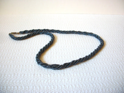 Vintage Dark Silver Glass Necklace 81320