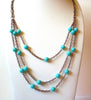 Vintage Copper Toned Turquoise Necklace 81320