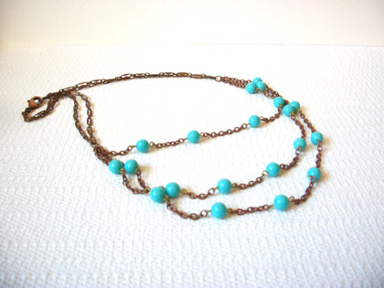 Vintage Copper Toned Turquoise Necklace 81320