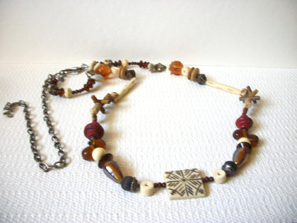 Vintage Bone Horn Glass Necklace Belt 81520