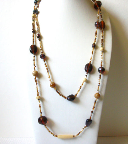 Vintage Glass Bone Horn Necklace 81520