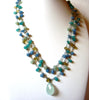 Vintage Blue Olive Glass Necklace 81720