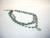 Vintage Blue Olive Glass Necklace 81720