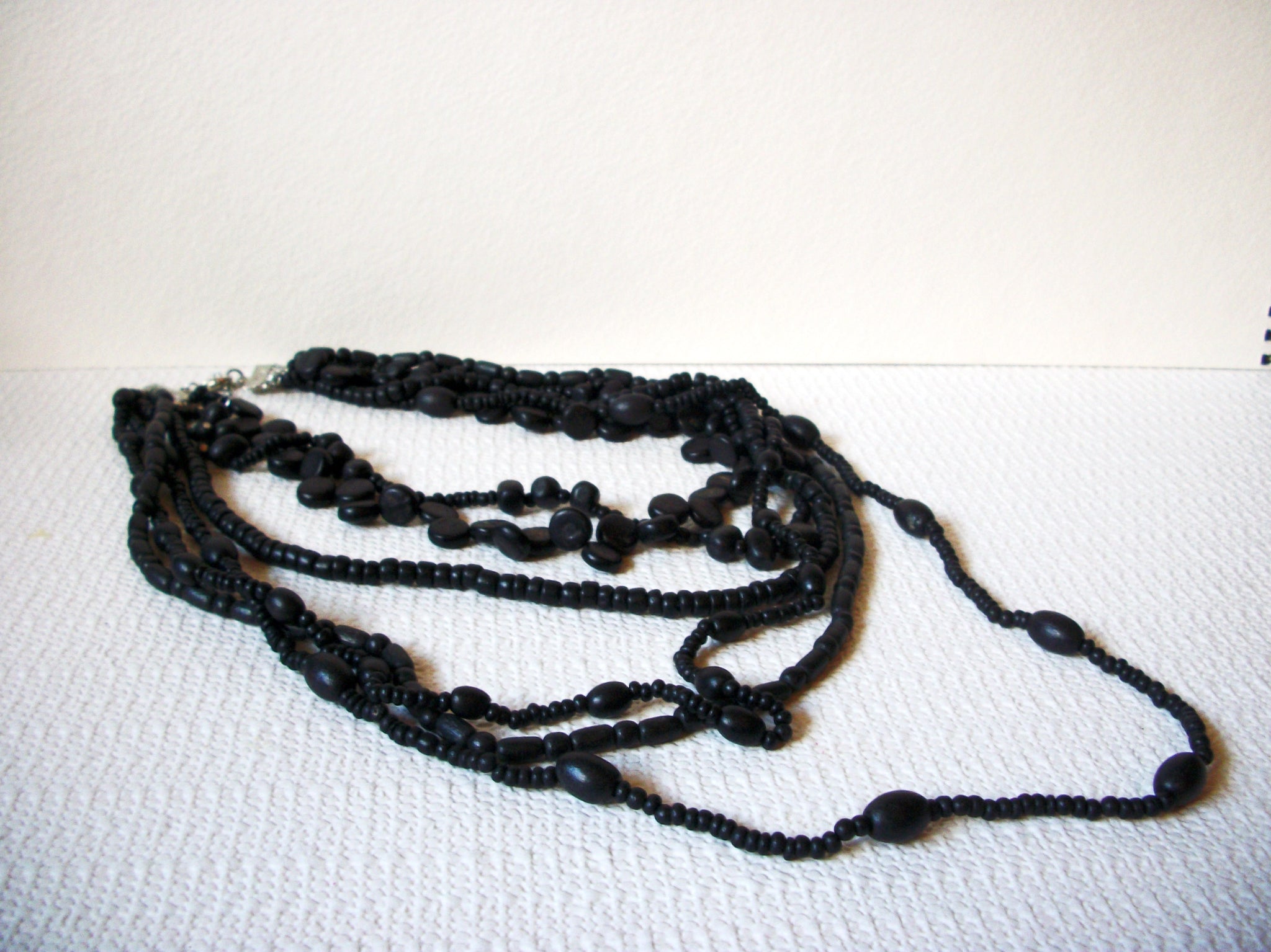 Vintage Black Wood Necklace 81720