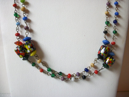 Vintage Colorful Venetian Glass Necklace 81720