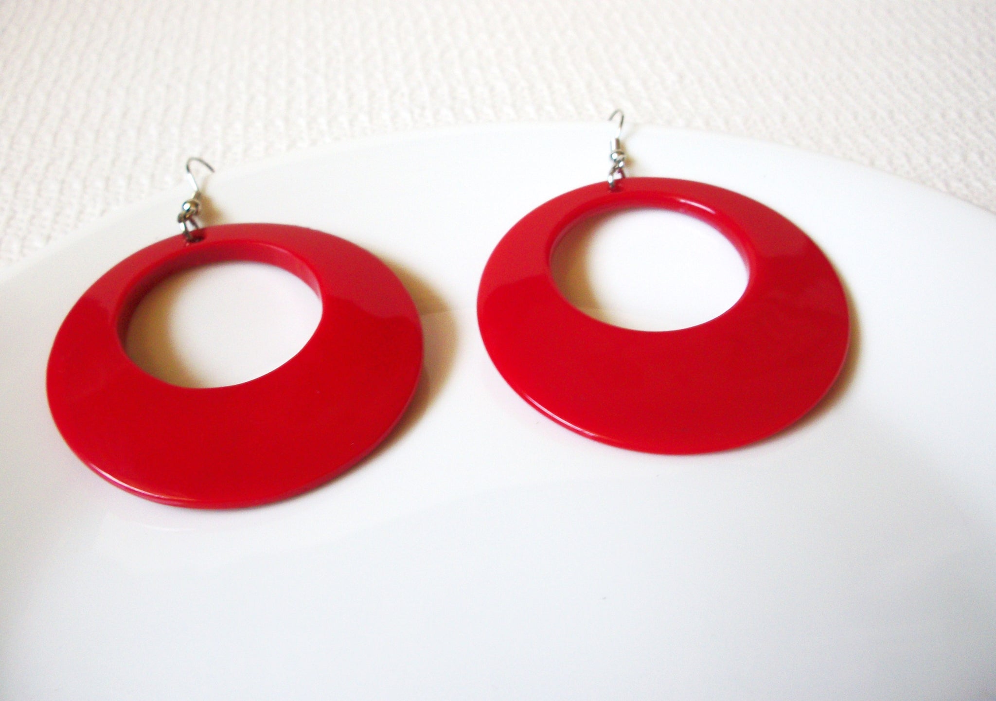 Large Retro Red Dangle Earrings 81520