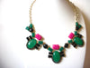 Retro Pink Green Black Statement Necklace 81520