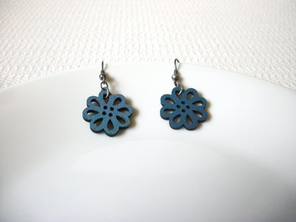 Retro Blue Wood Flower Earrings 81620