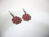 Retro Pink Wood Flower Earrings 81620