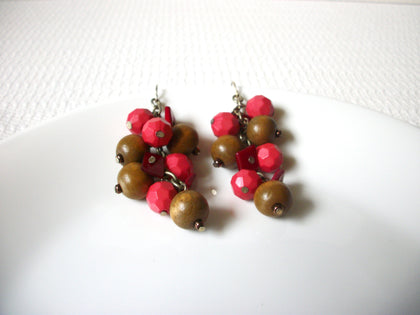 Vintage Wood Acrylic Dangle Earrings 81620