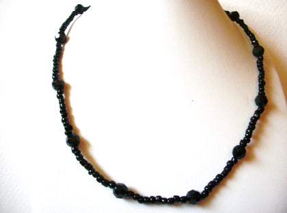 Vintage Black Glass Necklace 81720