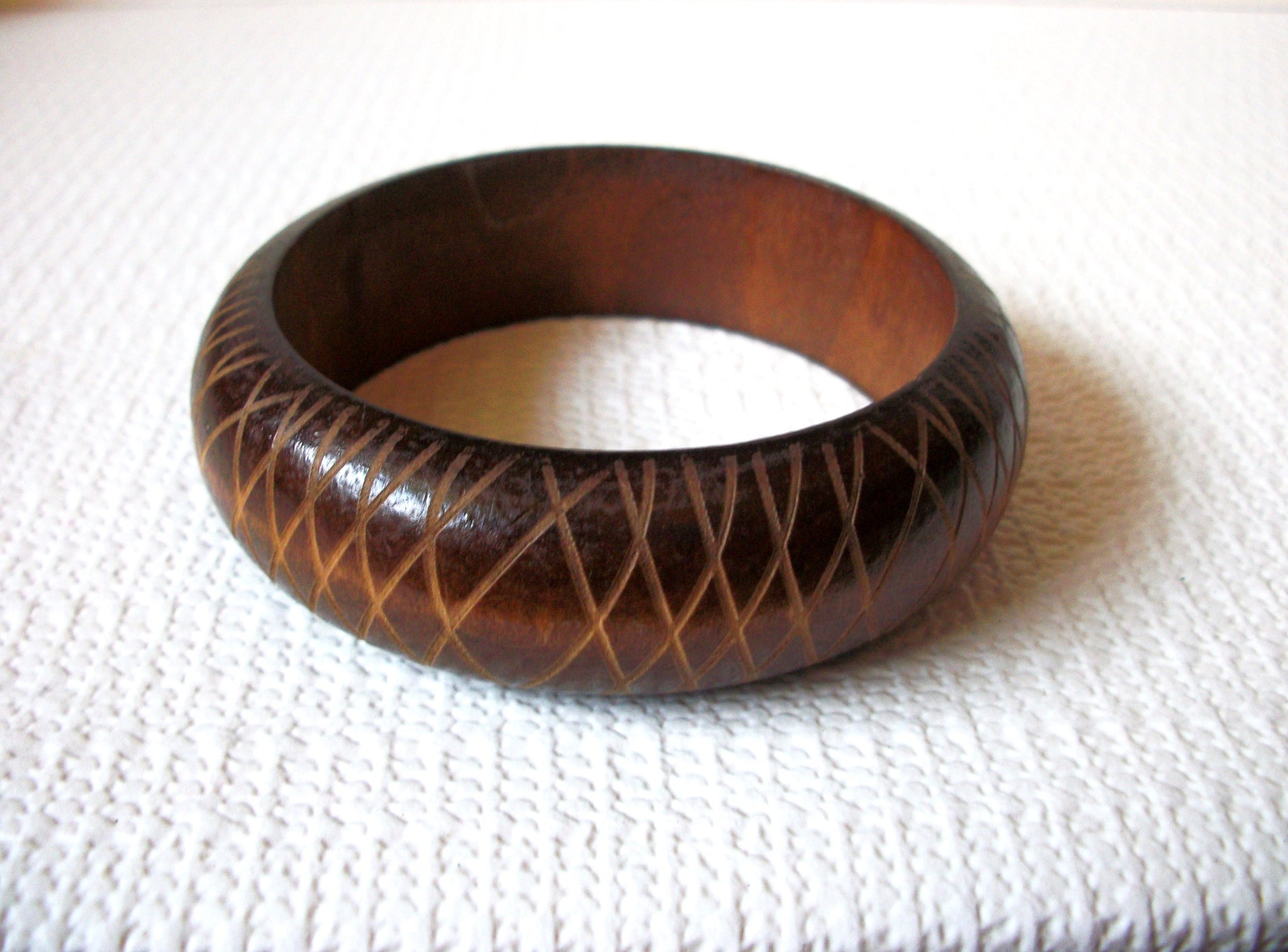 Carved African Wood Bangle Bracelet 81920
