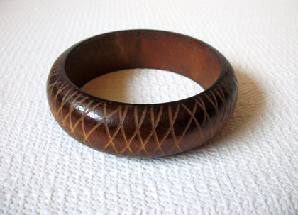 Carved African Wood Bangle Bracelet 81920