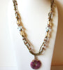 Vintage Pink Jasper Glass Necklace 81920