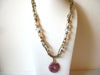 Vintage Pink Jasper Glass Necklace 81920