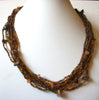Vintage Brown Amber Glass Shell Necklace 81920