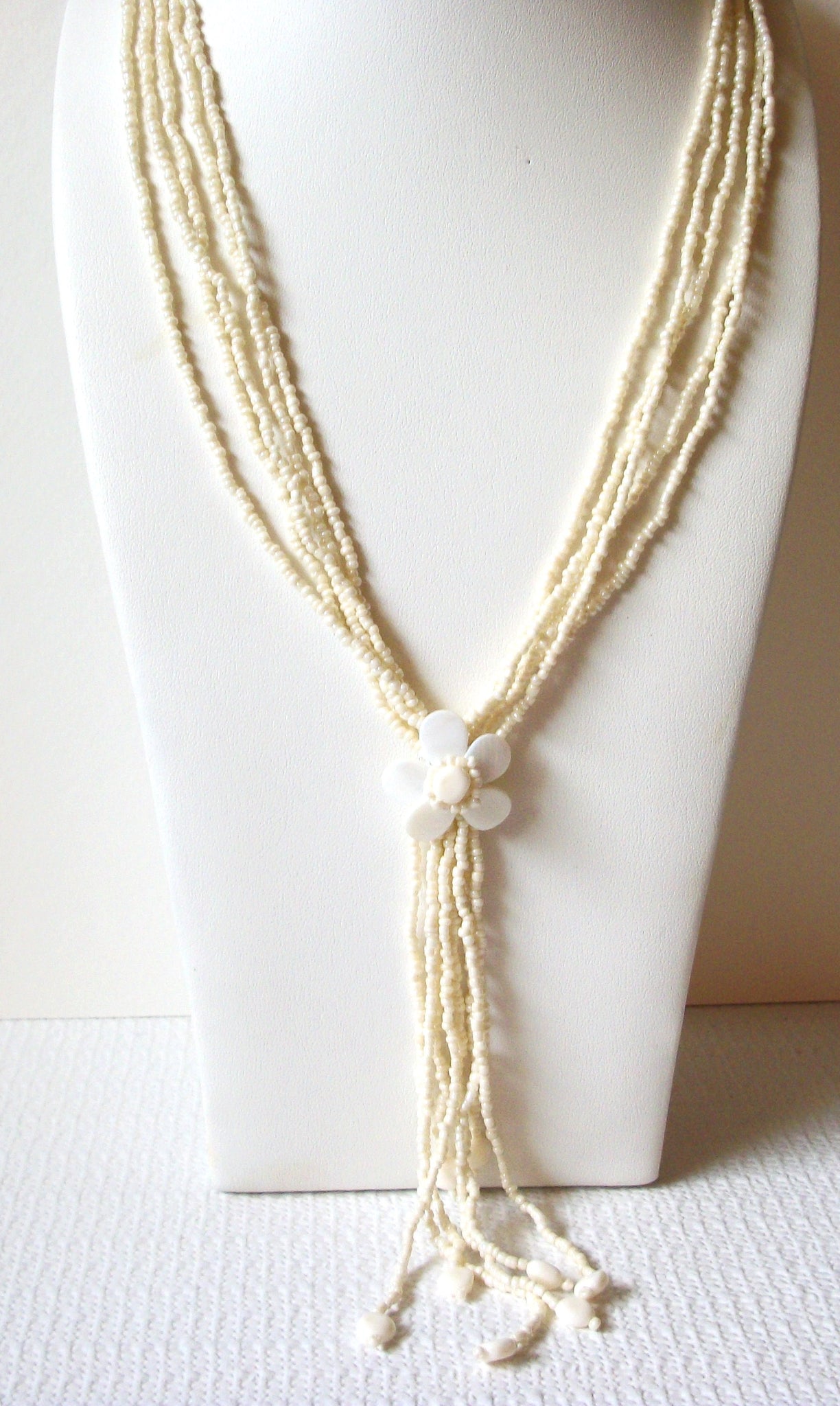 Vintage Glass Beads Tassel Necklace 82020