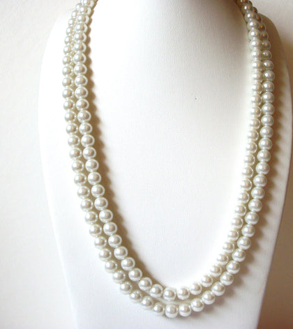 Vintage Long Glass Pearl Necklace 82020