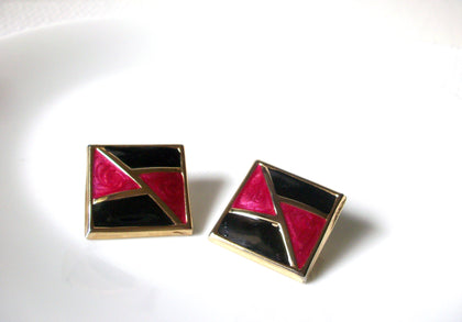 1980`s Retro Enameled Earrings 82020