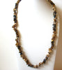 Vintage Hematite Tigers Eye Jasper Chips Necklace 82020