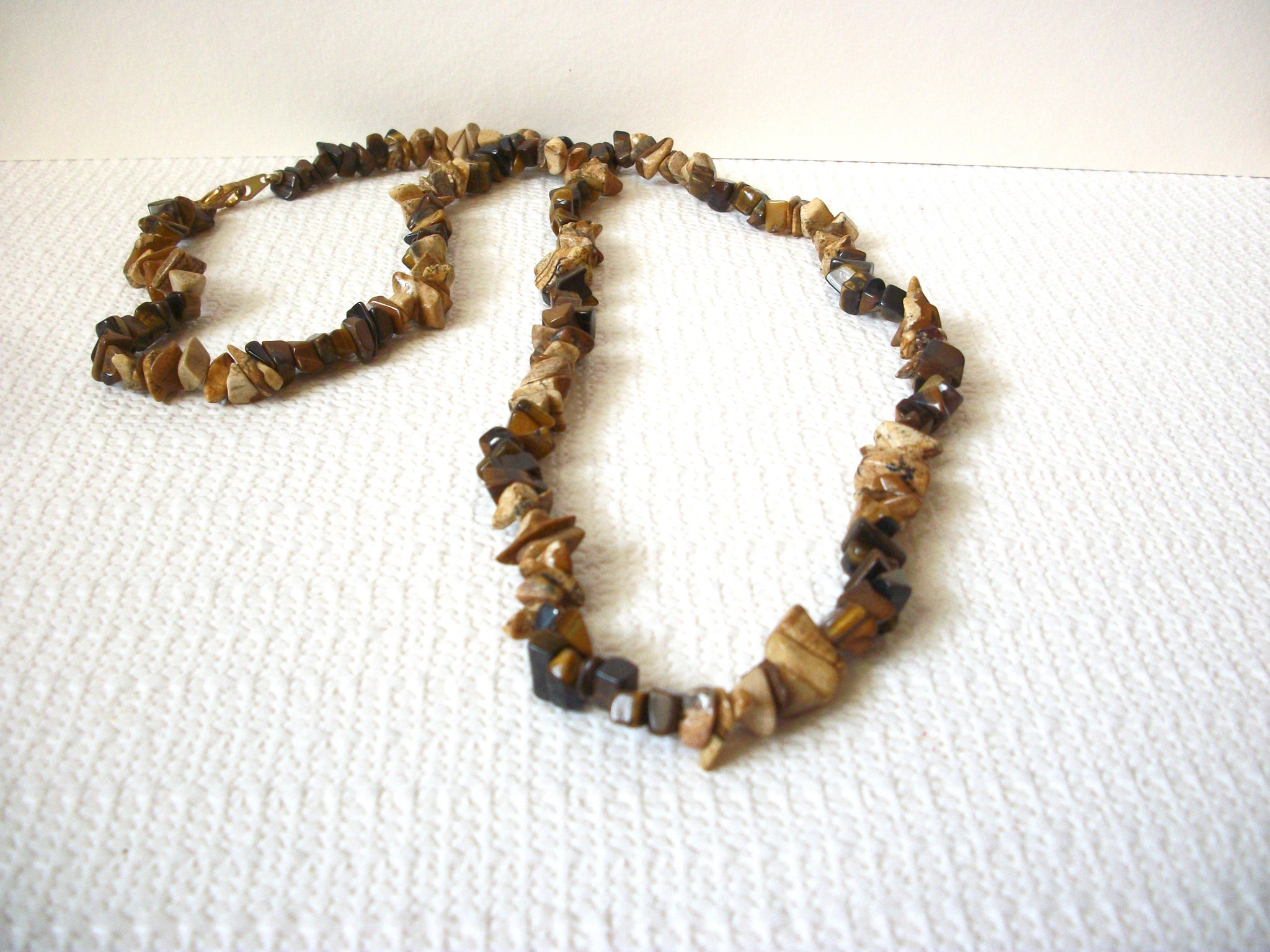 Vintage Hematite Tigers Eye Jasper Chips Necklace 82020