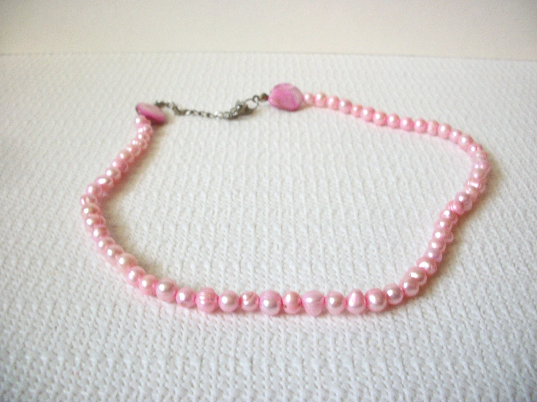 Retro Pink Glass Pink Shell Necklace 82020