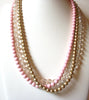 Vintage Pink Clear Gold Necklace 82120