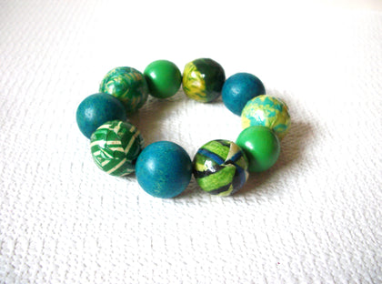 Vintage Wood Paper Beads Chunky Bracelet 82120