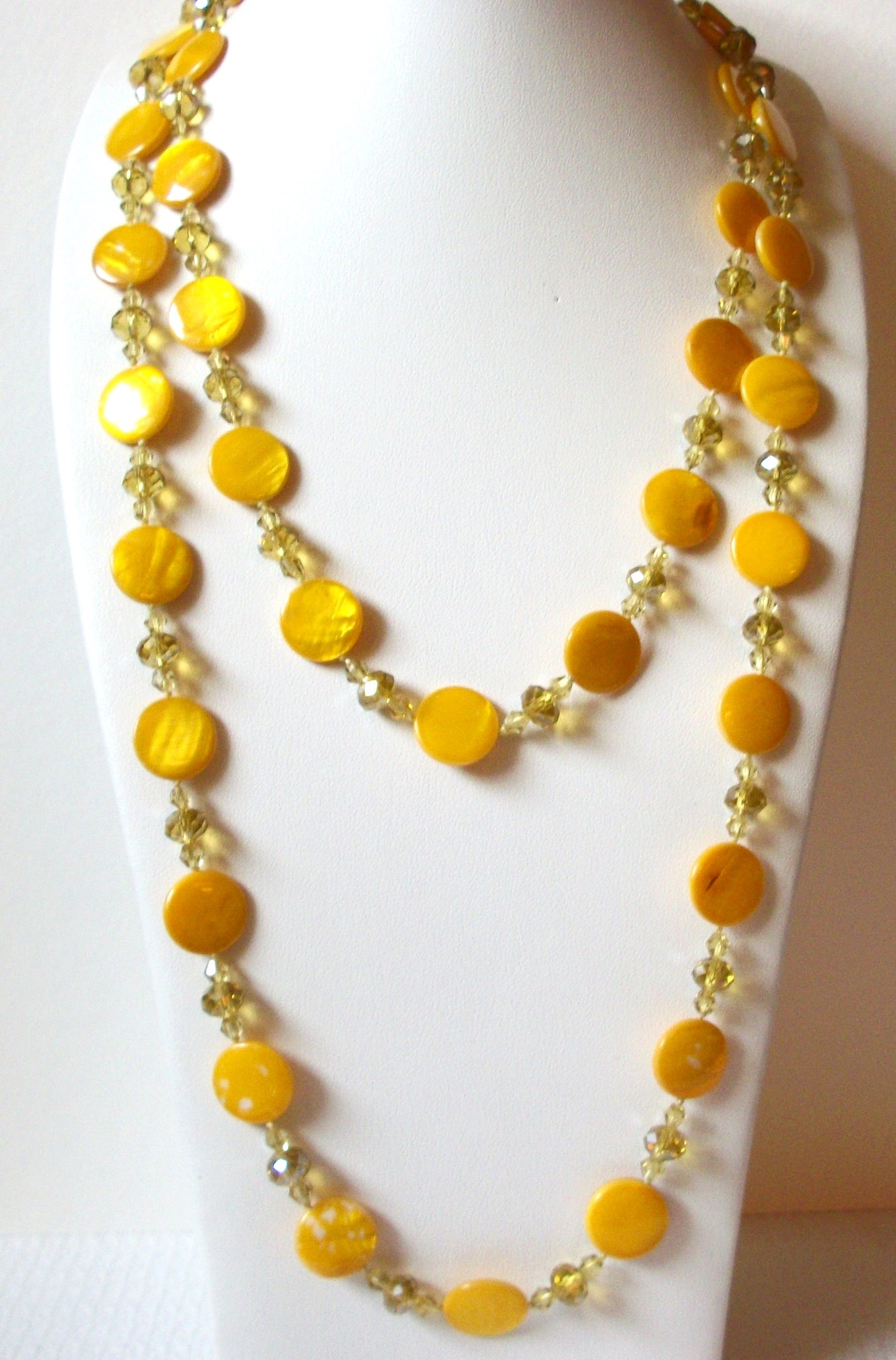 Vintage Yellow Glass Shell Necklace 82220