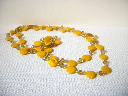 Vintage Yellow Glass Shell Necklace 82220