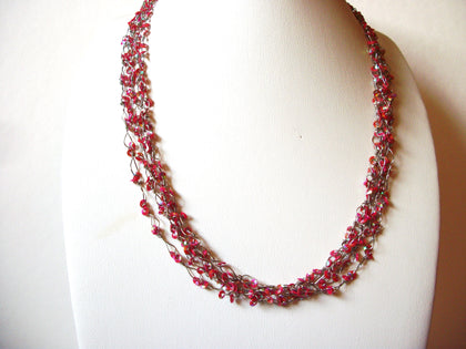 Vintage Red Silver Glass Necklace 82220