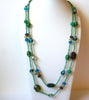 Retro Blue Green Glass Necklace 82420