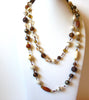 Retro Brown Beige Glass Necklace 82420