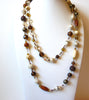 Retro Brown Beige Glass Necklace 82420