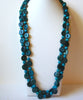 Retro Teal Blue Green Wood Necklace Earrings Set 82420