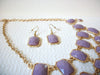 Retro Gold Lavender Statement Necklace Earring Set 82420