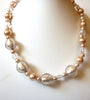 Vintage Gold Clear Glass Pearl Necklace 82520