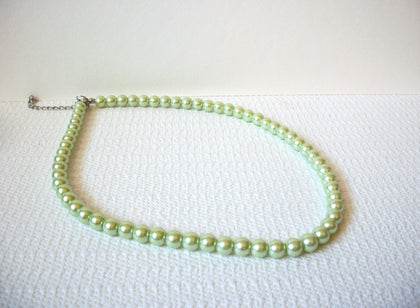 Vintage Pale Green Glass Pearl Necklace 82420