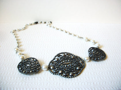 Retro Faux Pearl Scroll Work Necklace 82520